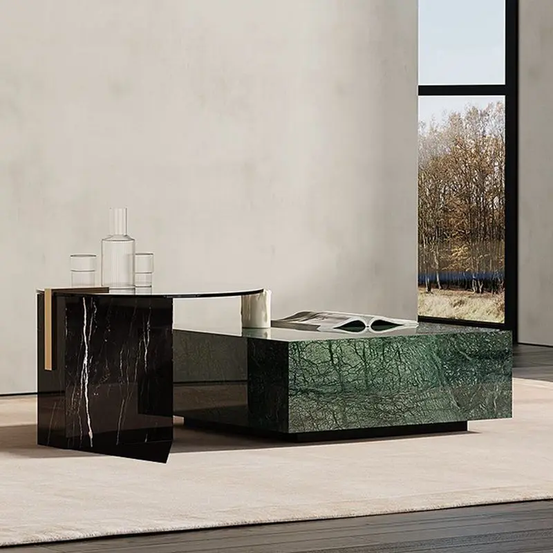 

N Итальянский мягкий роскошный мраморный чайный столик, комбинированный квадратный чайный столик из натурального мрамора для гостиной