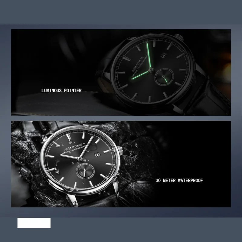 Jam Tangan Kuarsa untuk Pria Gaya Inggris Dial Stopwatch Independen Desain Dua Penunjuk Waktu Posisi 3 Jam Kalender Tali Kulit