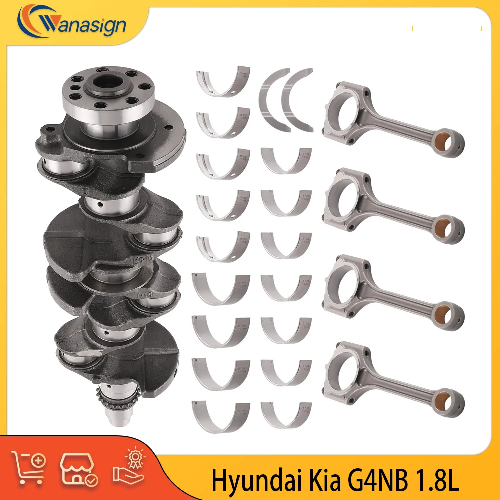 Engine Bearing Set & Crankshaft Connecting Rod Fit 1.8 T L L4 GAS DOHC For 2010-2021 Hyundai Elantra Kia Forte 1.8L 1.8T G4NB