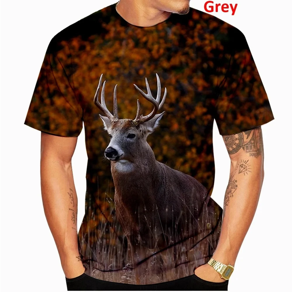 Men's Fashion Deer Hunting Camo 3D Printed T-shirt Men's Leisure Round Neck Short Sleeve T-shirt Plus Size Comfortable Top image 6