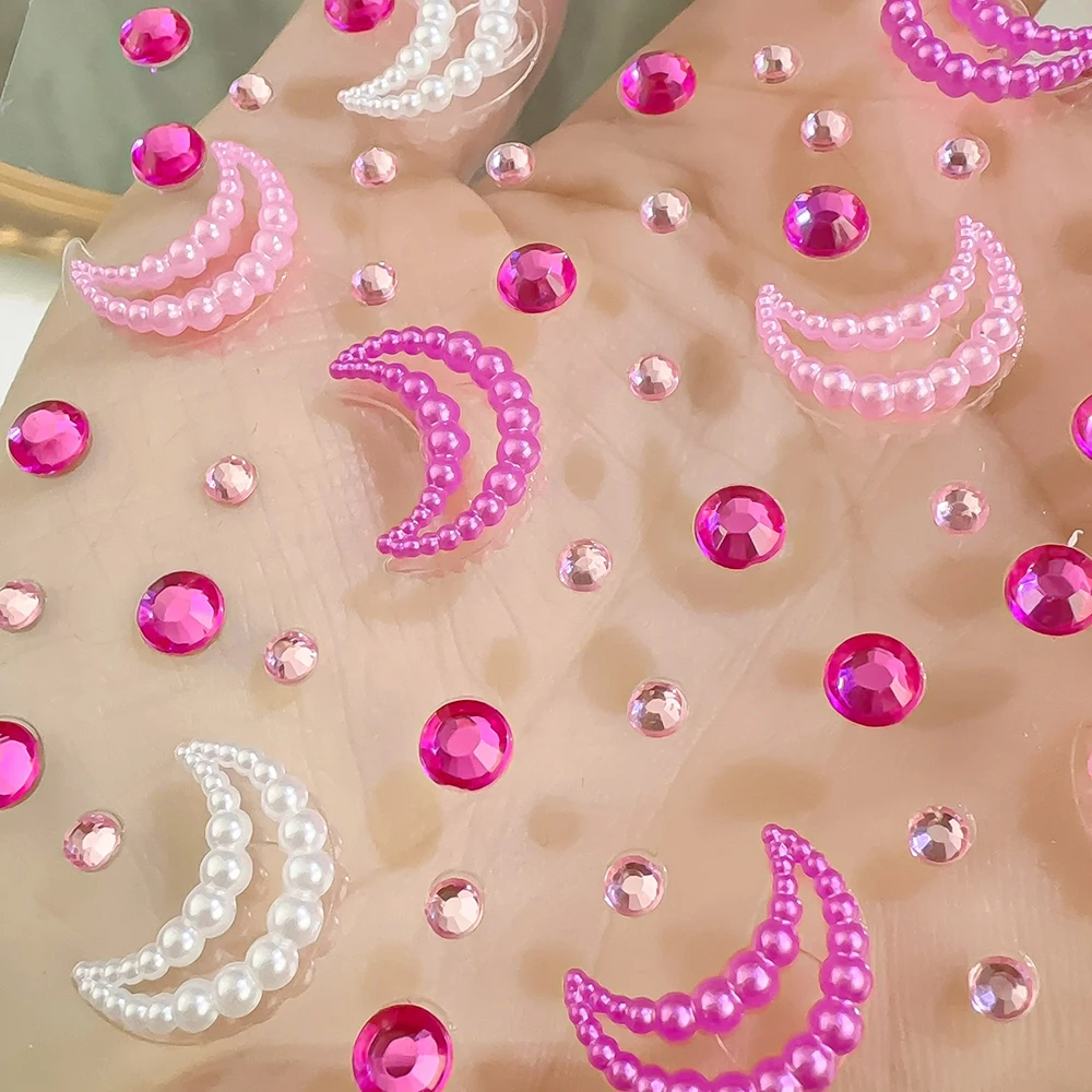 1 Blatt 3D verträumte Muschelperlen Edelsteine Gesichtsaufkleber funkelnde Meerjungfrau Diamant temporäre Tattoos DIY Körperkunst Bühnen-Make-up Strass – Detail 11