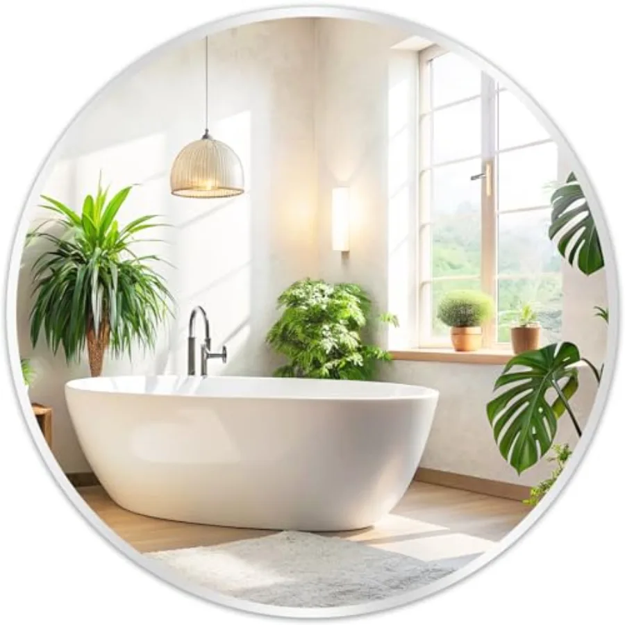 

Round Mirror 28 Inch - Big Circle Mirror for Bathroom, Living Room, Hallway, Entryway, Matte Aluminum Frame Circular Mirrors fo