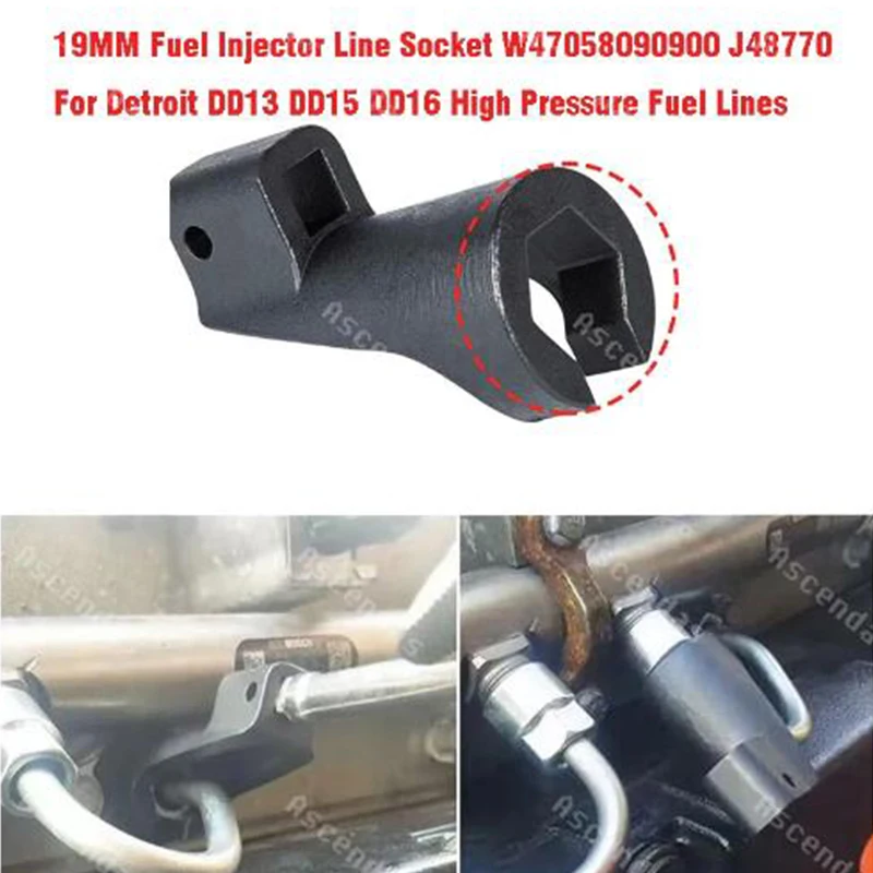 19MM new fuel injector socket W47058090900 J48770 suitable for Detroit DD13DD15 DD16 high-pressure fuel lines