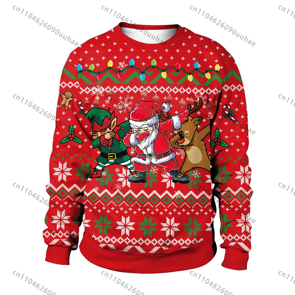 

Fashion Christmas Santa Claus Hoodie Sweatshirt Printing Long Sleeve Crew neck Hoodie Trendy Street Fall Winter Casual Hoodies