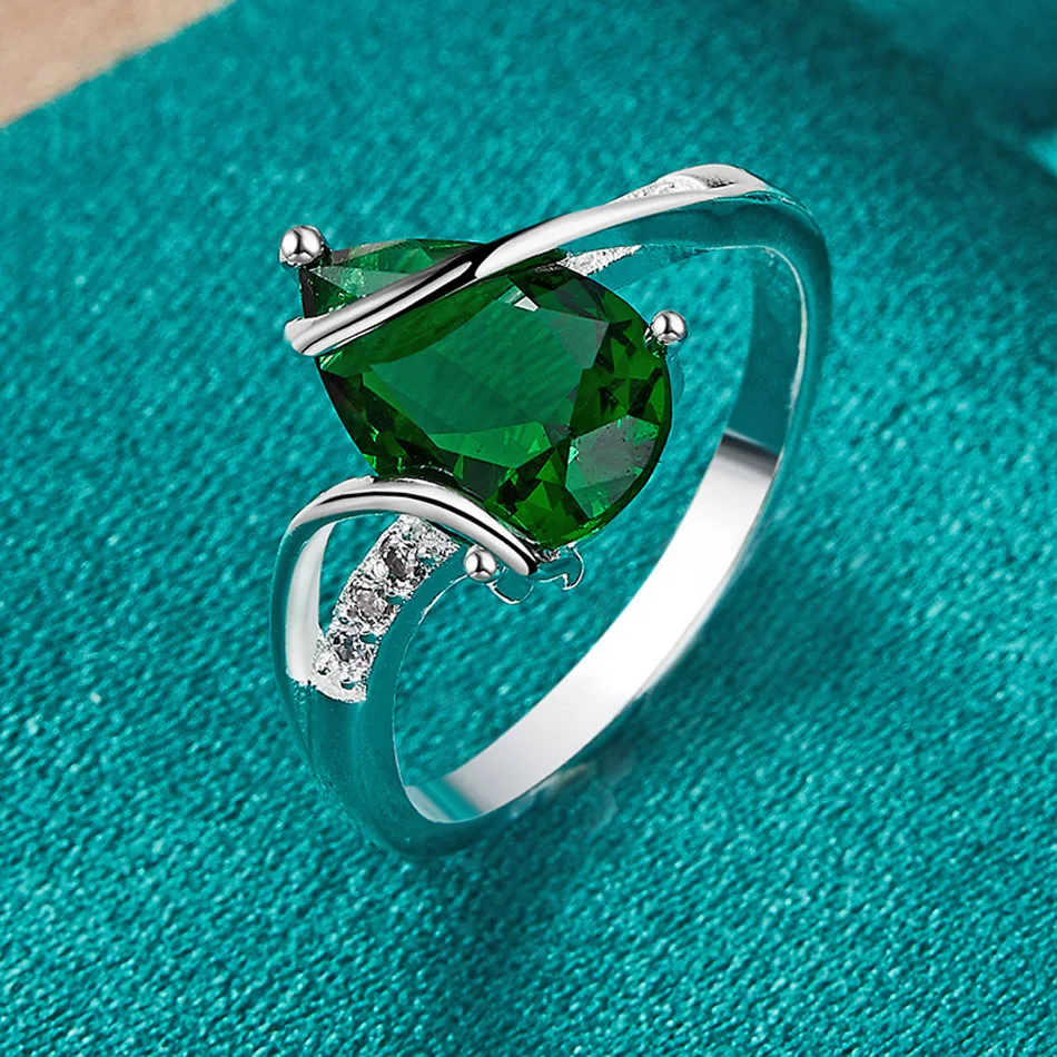 URMYLADY Wassertropfen aus 925er Sterlingsilber, Türkis, 7–10 # Ring für Frauen, Hochzeit, Charm, Verlobung, Modeschmuck – Detail 6