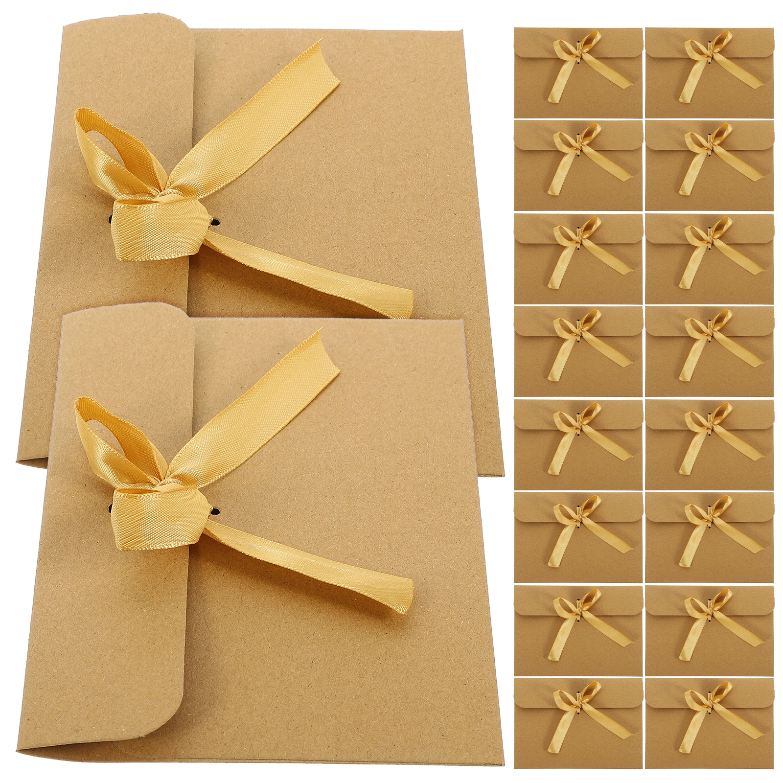 

50pcs Greeting Card Packaging Bag Kraft Paper Vintage Envelope Simple Packing Bowknot CD Bag Small Envelopes Wedding Party