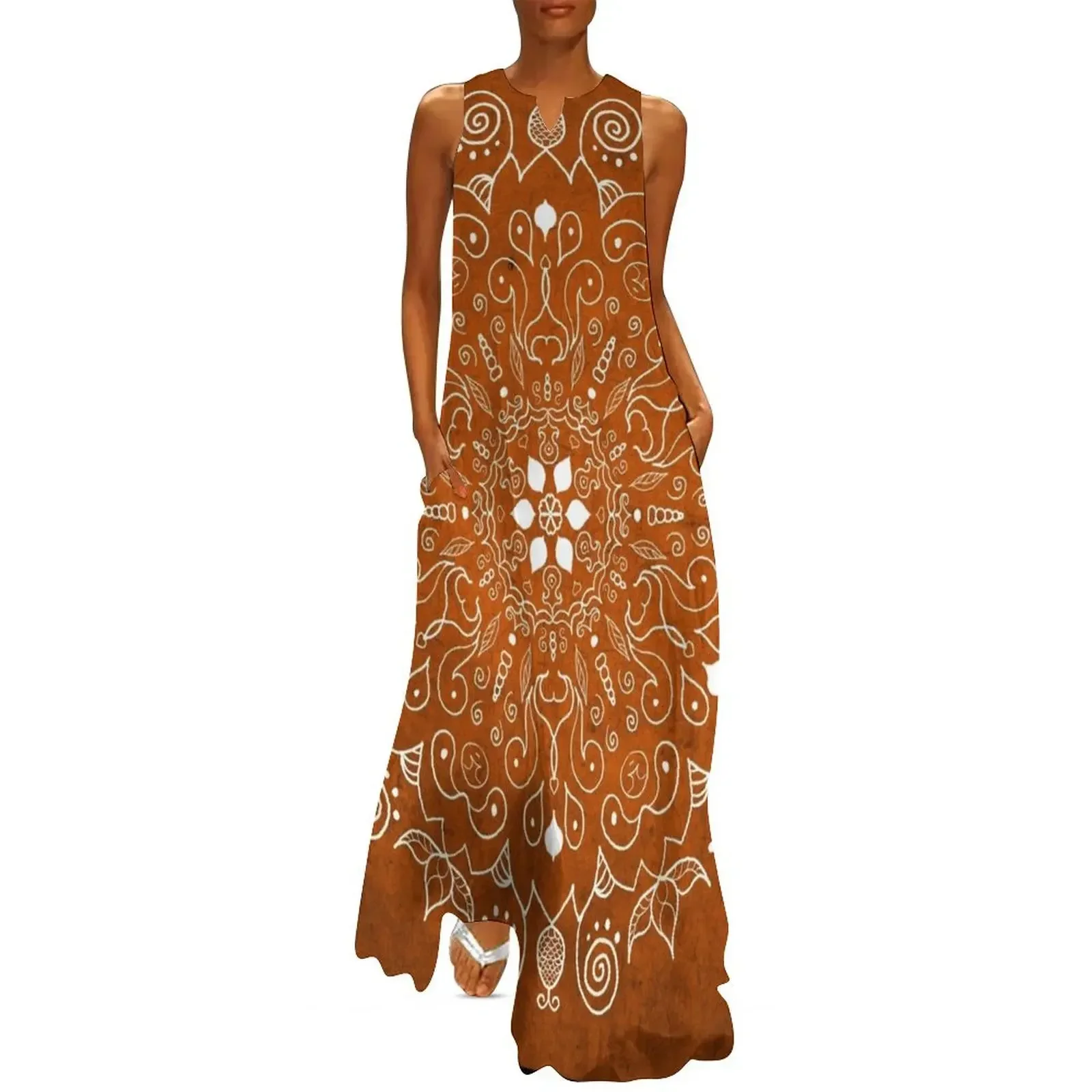 

Mandala Orange Long Dress dress summer party dresses woman summer women's dress 2025 evening woman