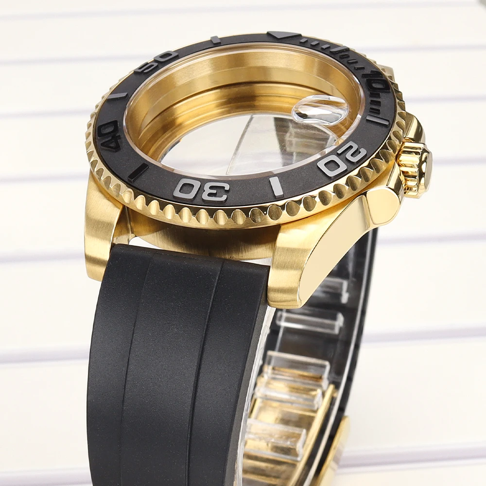 40mm 20ATM Uhrengehäuse NH 35 Gummiarmband Saphirglas für NH35 NH36 NH34 4R 7S26 Miyota 8215 ETA 2824 Gold Silber Gehäuse NH35 Yacht – Detail 10
