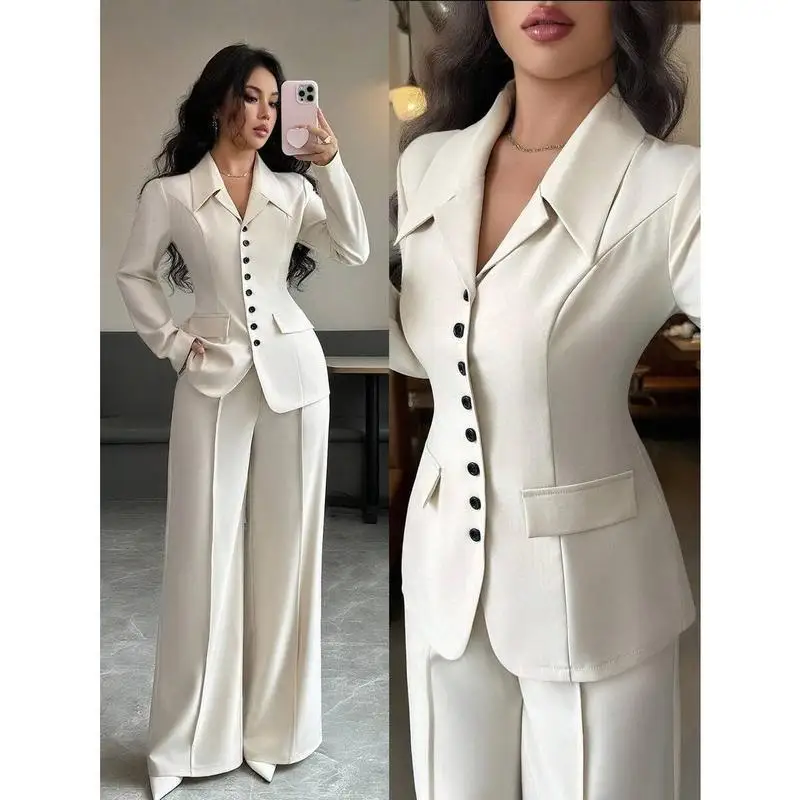 

E 81872 Women's Suit Vest Pants Set Straight Leg Pants Fashionable Business Attire Imported Summer Collection
