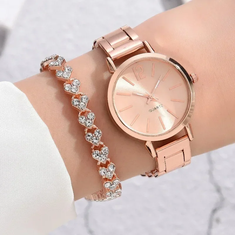 6/2/1PCS Women Watches with Jewelry Sets Reloj Mujer New Simple Women Stainless Steel Quartz Strap Wristwatch Gift NO BOX