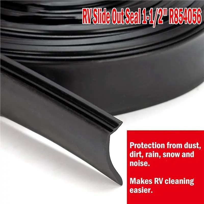 ABKJ-2X RV Slide Out Seal-1-1/2 Inch Slide-Out Wiper Seal (Clip-On)Rubber Seal Weather Stripping R854056 Seal Strip 25Ft