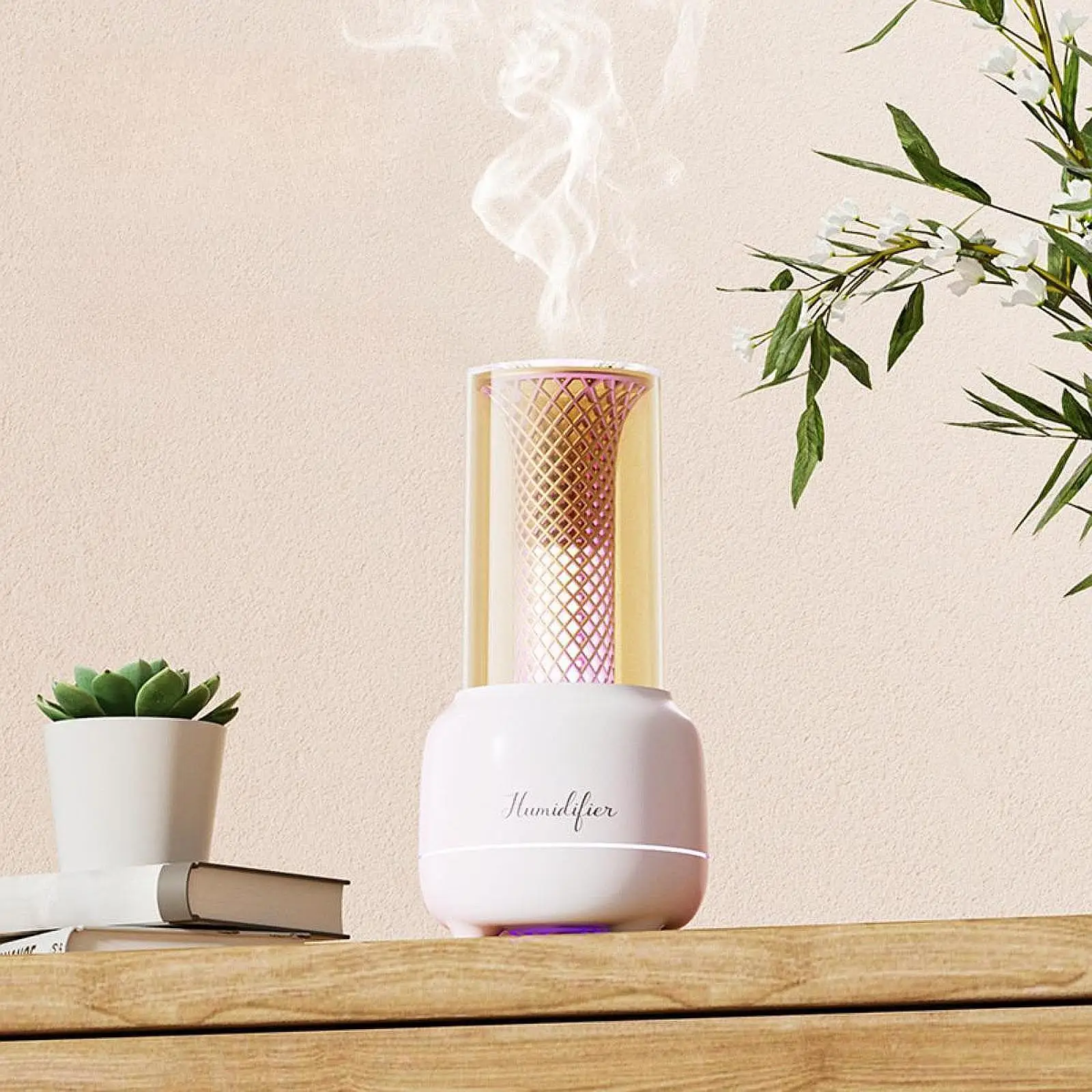 Essential Oil Diffuser with Night Light for Bathroom Bedside Countertop