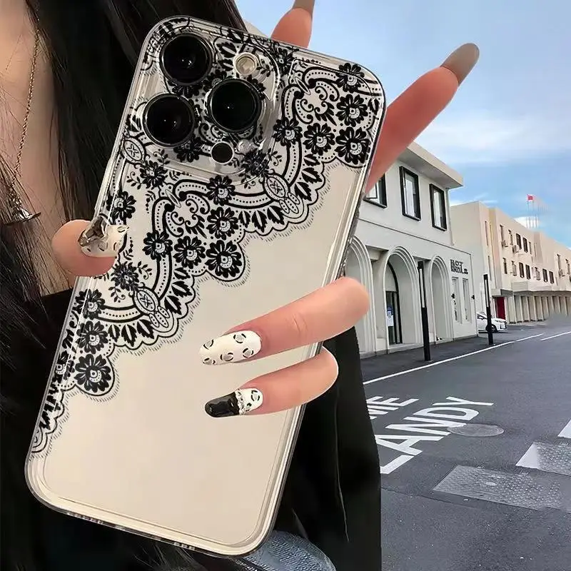 مثير الأسود الدانتيل قضية الهاتف لسامسونج غالاكسي S25 S23 S24 S22 الترا زائد للصدمات لينة غطاء ل غالاكسي S24 + S23 + S25 + قذيفة