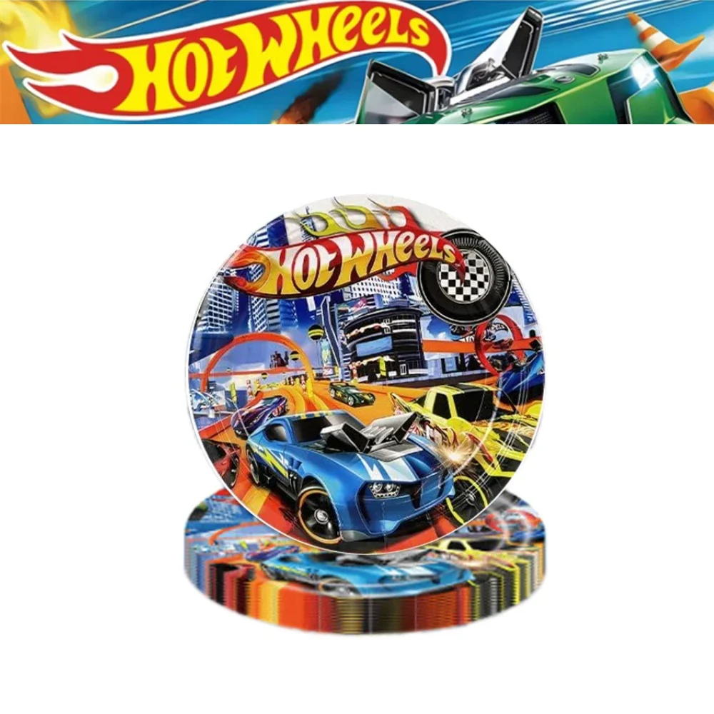 Hot Wheels Party Decoration Racing Car Birthday Supplies Paper Cup Plate Cutlery Cars Balloons Cake Flag Vortex Children\'s Gifts