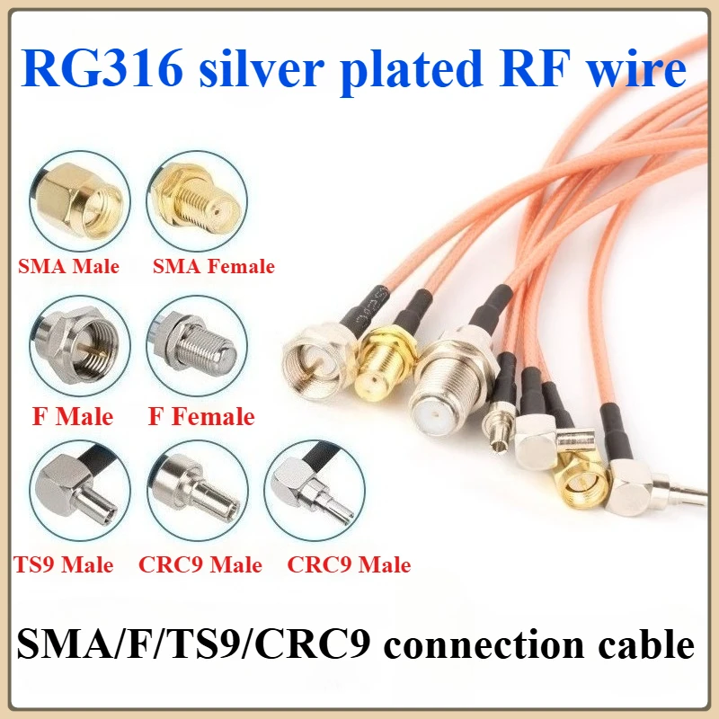 

1Pcs SMA to SMA MMCX CRC9 TS9 F British male and female RF connection feeder extension line RG31 suitable for 3G 4G