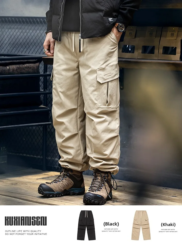 Winter Outdoor Cold-resistant down Skiing Pants Men's New 2026 Loose Large Size Thick Warm Workwear Trousers Trendy Straight ...