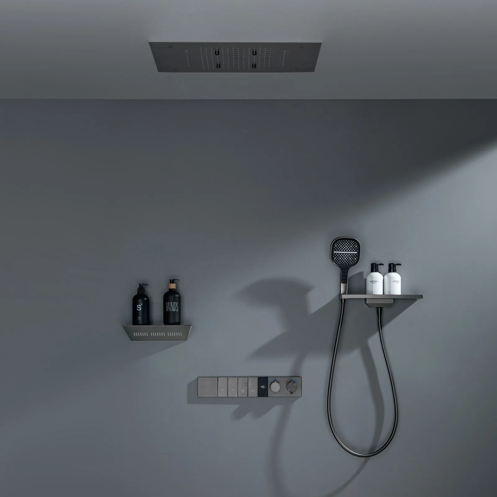 

Скандинавский современный скрытый настенный душевой набор с постоянной температурой, потолочный медный душевой набор с водопадом GN684AX