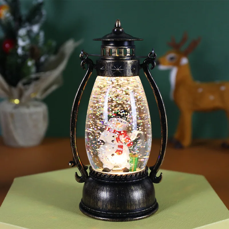 Hot Christmas Snowman Snow Globe Santa Lantern Retro Style Holiday Glitter Globe for Xmas Table Decoration Santa Gift