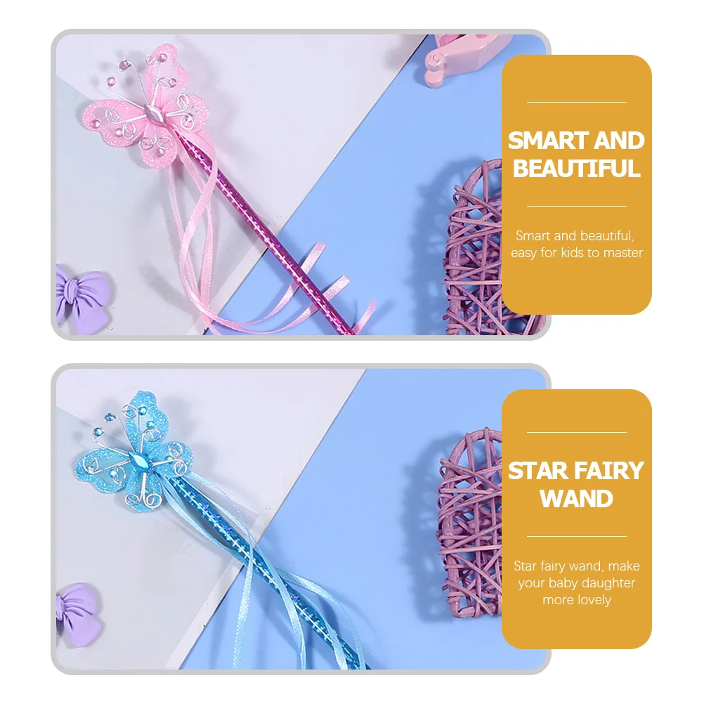 Varitas de hadas y mariposas brillantes, palos de disfraz con purpurina, suministros para fiestas infantiles, accesorios de Cosplay, accesorios de Ángel, gato, 4 Uds.