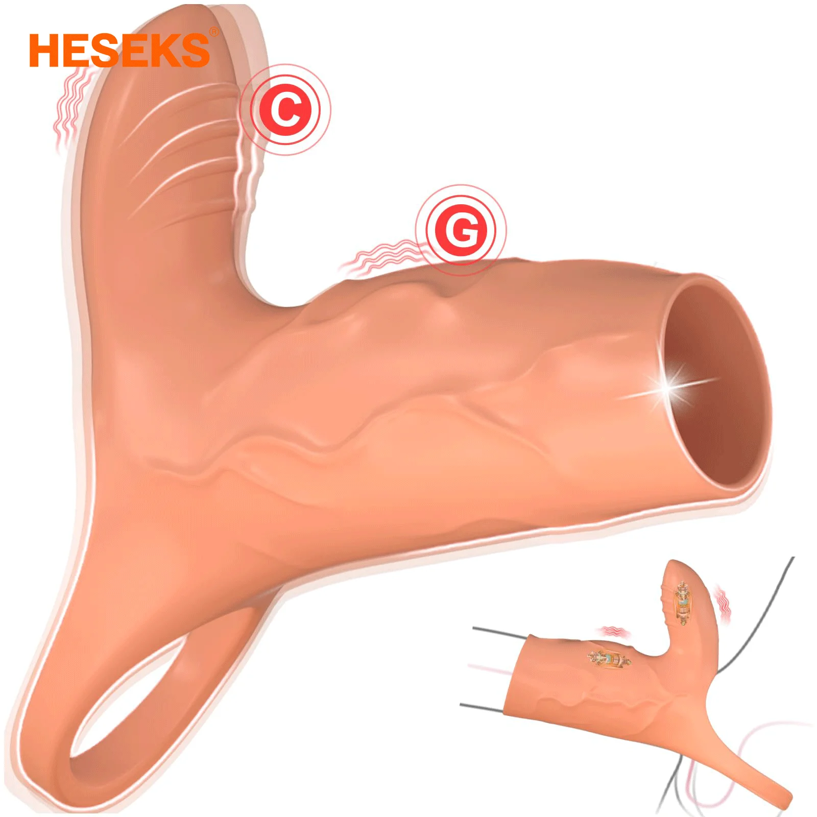 HESEKS Vibrierender Penishülle Penisring Klitorisstimulator G-Punkt Stimulation Penisring Vibrator Paare Sexspielzeug für Männer ab 18 Jahren