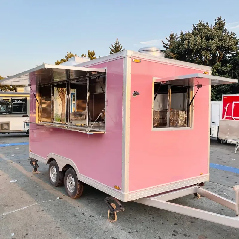 

Commercial 13FT Food Trailer with Wood-Fired Pizza Oven Mobile Snack Truck for Sale