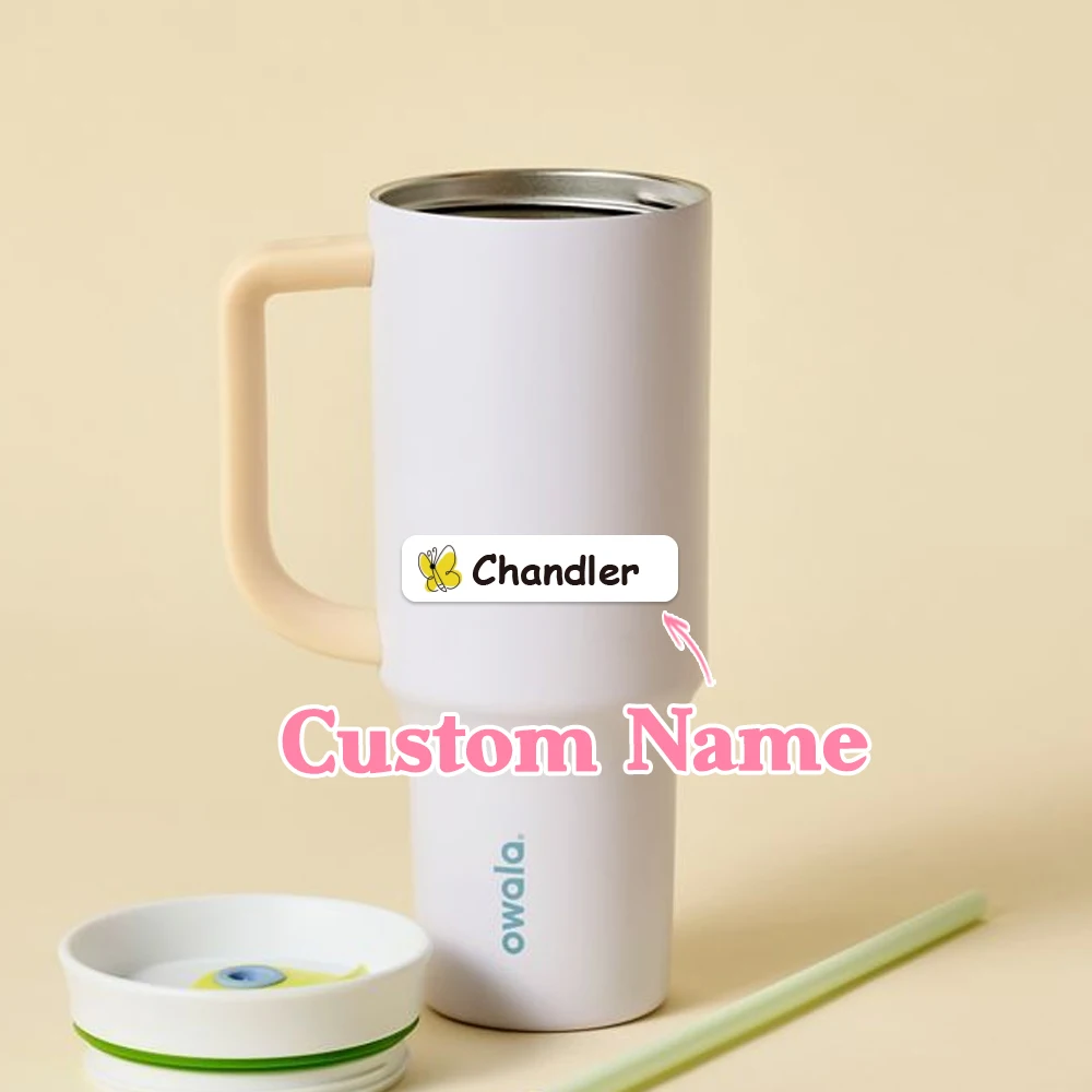 Custom butterfly Name Sticker,Transparent Waterproof Stickers for Kids,diy Name Labels for School Bag Bottles Box  Mug Uniform view 4