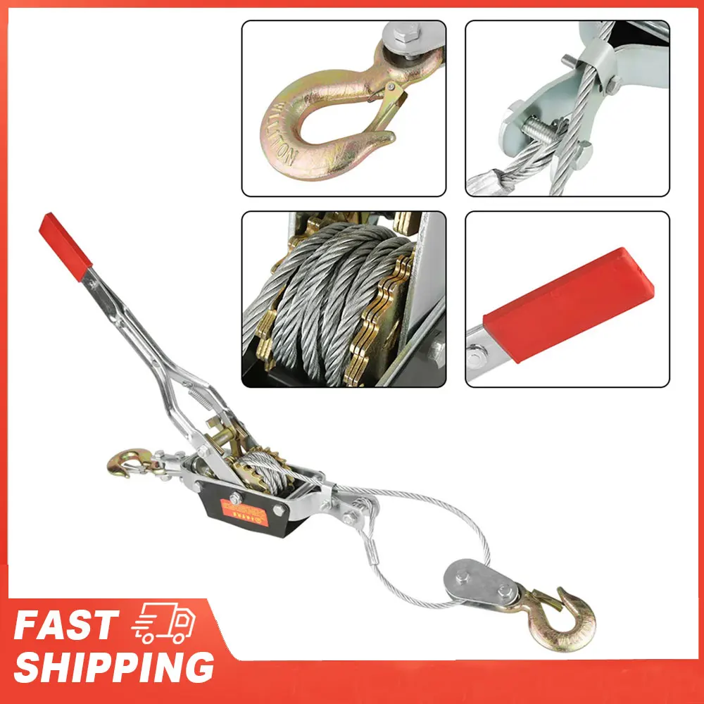2/4T Wire Rope Hand Power Puller Tighten Tool Mini Tightener Double Hook Lifting Tool Heavy Duty Power Puller Hand Power Puller