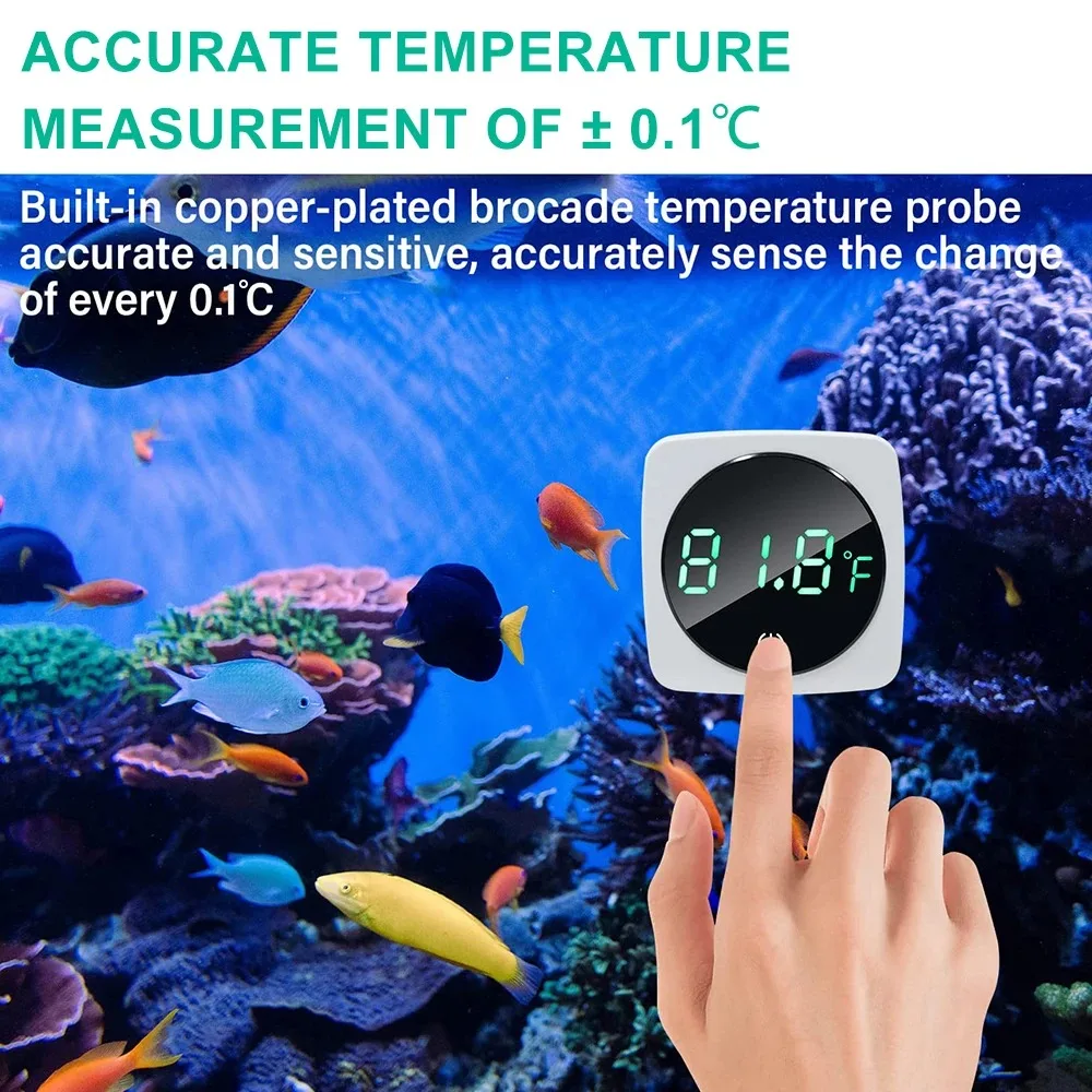 Aquarium Self-Adhesive Thermometer LCD Digital Fish Tank Mini Thermometers Large Screen Monitor Terrarium Temperature Meter0-60℃