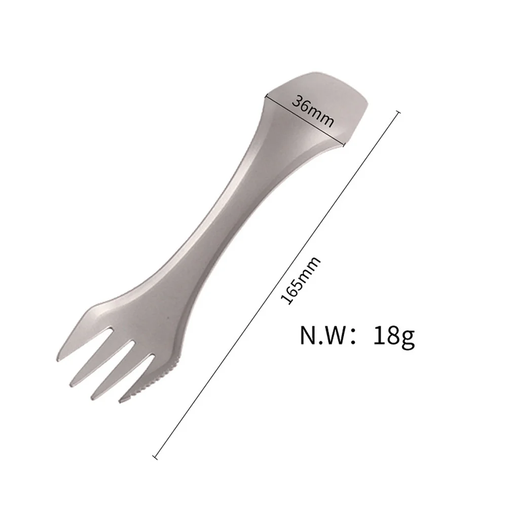 3 في 1 أدوات مائدة للتخييم من التيتانيوم ملعقة شوكة محمولة للشواء أدوات مائدة خارجية 3 في 1 ملعقة تخييم سبورك أدوات خارجية