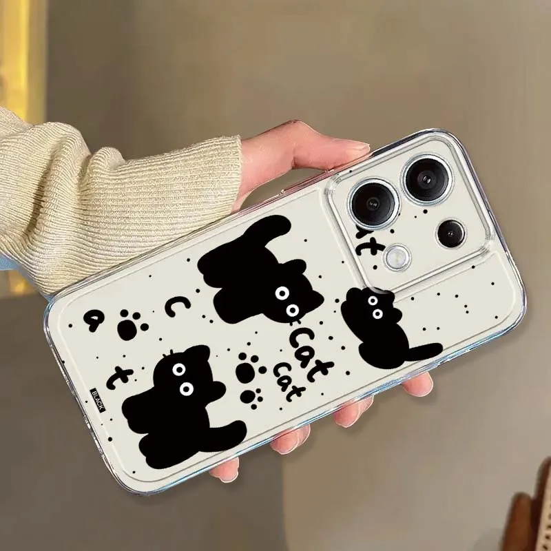 كارتون أنيمي القط الأسود ل Xiaomi Redmi 10 11 K30 K40 K50 K60 K70 Pro Prime Plus Ultra Zoom 5G حافظة هاتف شفافة من البولي يوريثان