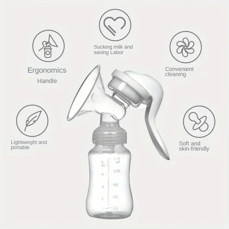 Manual Breast Pump Original Manual Breast Milk Silicon PP BPA Free with Milk Bottle Nipple Function Breast Pumps for Women