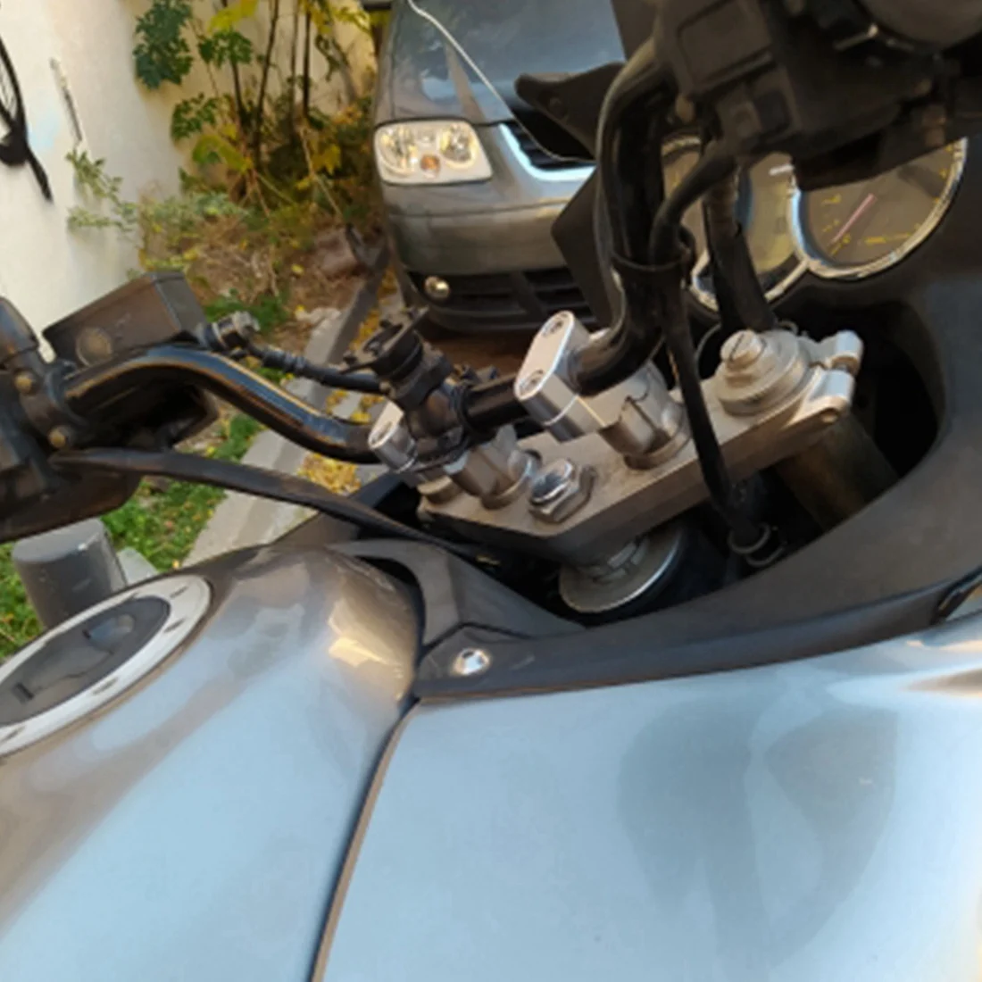 Motorcycle Handlebar Risers Mount Extension Back Moved Up for Honda CBF1000 CBF600 CB1000R NC700S NC750S NC750(Silver)