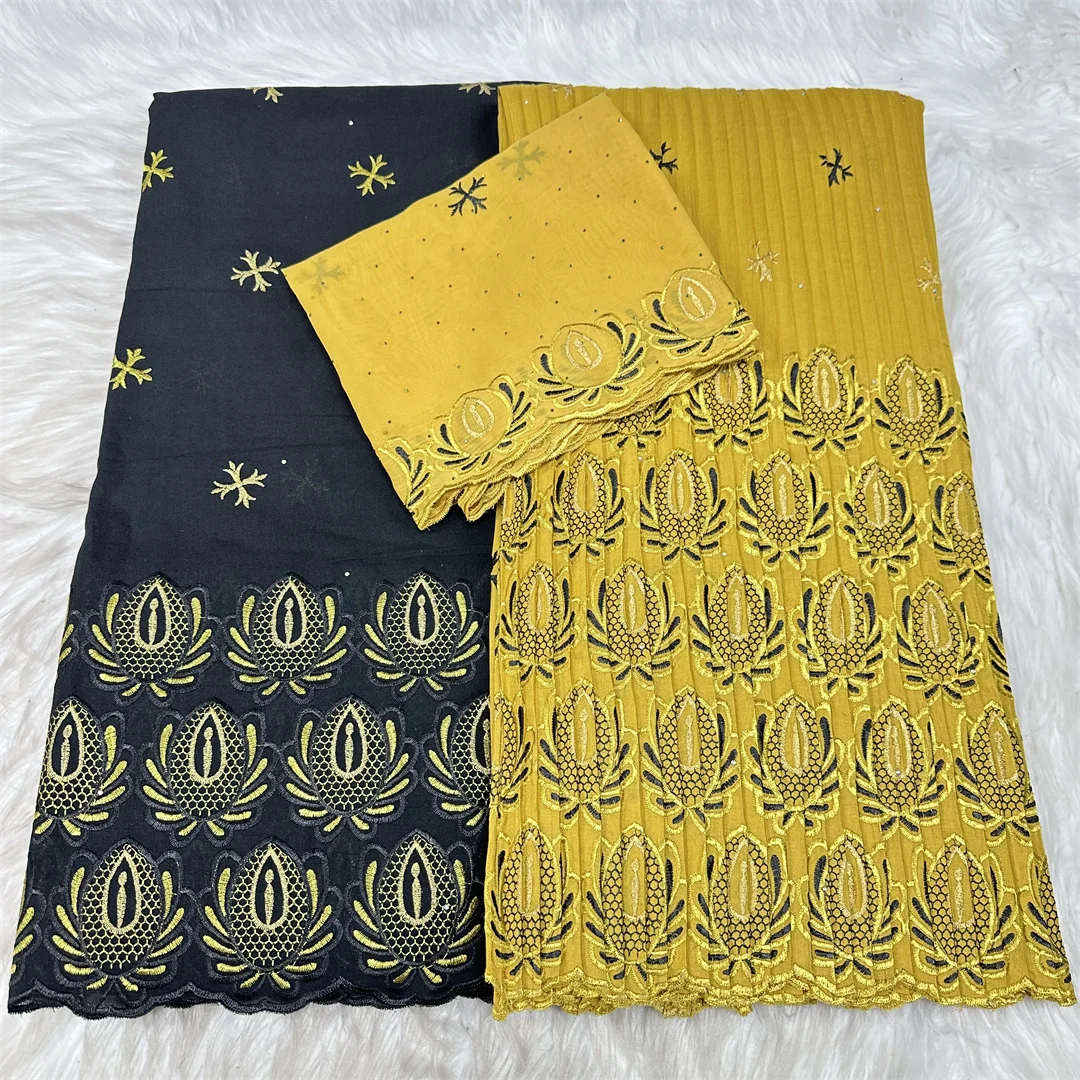 

New Swiss Voile Lace Fabric 2026 Latest African Embroidery Lace 100% Cotton Lace Fabric 2.5+2+2 Yards For Party Cloth Material