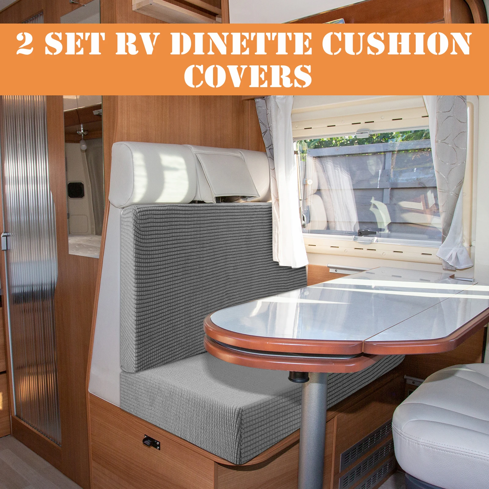 4 Pieces RV Seat Covers Camper Cushion Protector Washable RV Couch Cover Trailers Dinette Adjustable Dining Table Cushion Covers