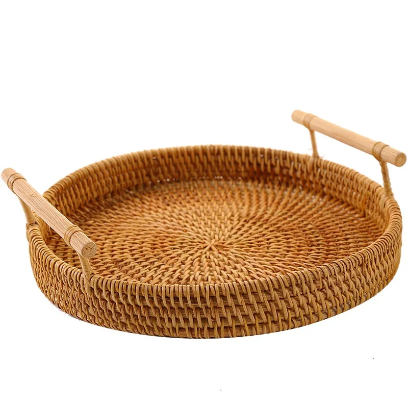 For Vietnamese Rattan Handwoven Storage Basket, Japanese Style Bread Fruit Tray, Bamboo Wicker Home Decor