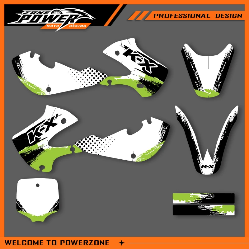 

Powerzone For KAWASAKI Graphics Decals Stickers Motorcycle For KAWASAKI 2020 2019 2018 -2000 KX65 65 65cc Background Custom