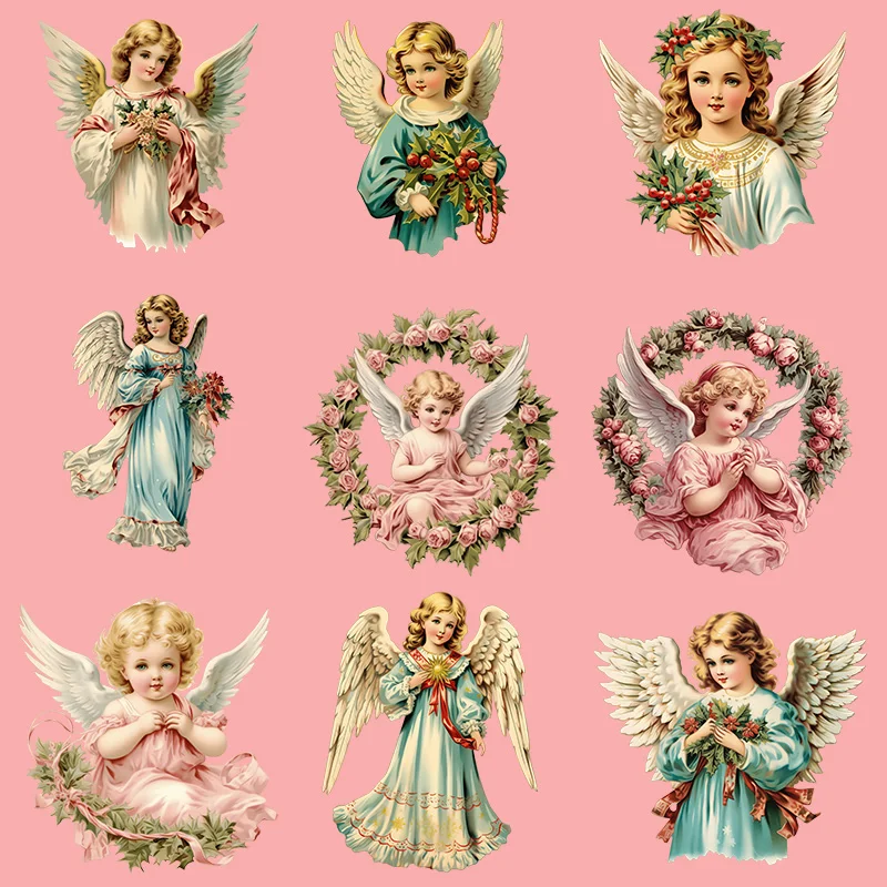 Retro style angel dtf transfers ready to press Heat Transfer On Clothes patches for clothing iron on heat transfer.