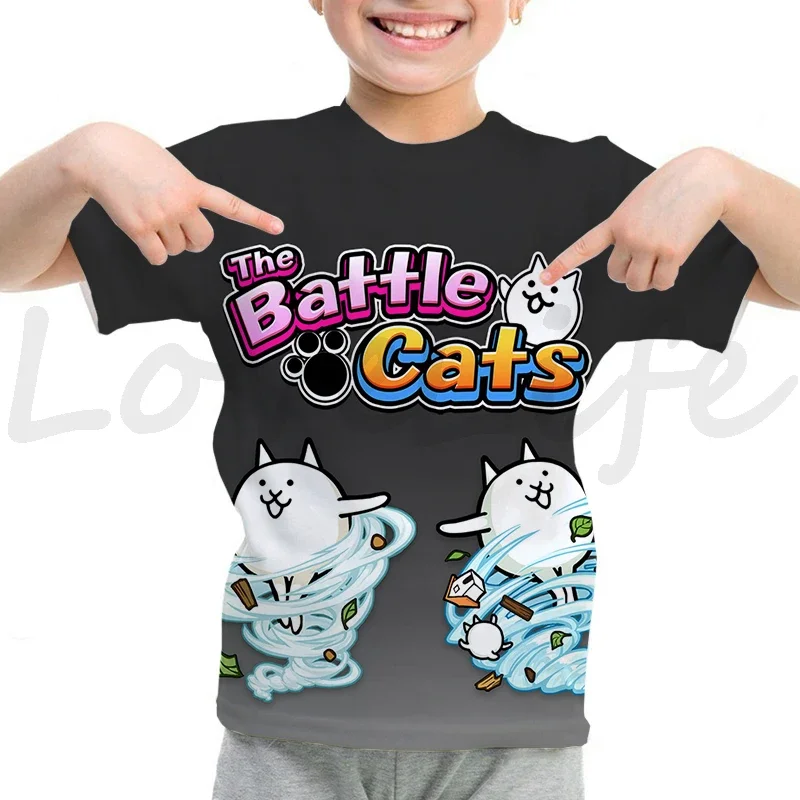 Camiseta Kids The Battle Cats T-shirt Baby Boys Girls Cute Cartoon Tshirt Children Summer Short Sleeve T Shirt O-Neck Tops Tees