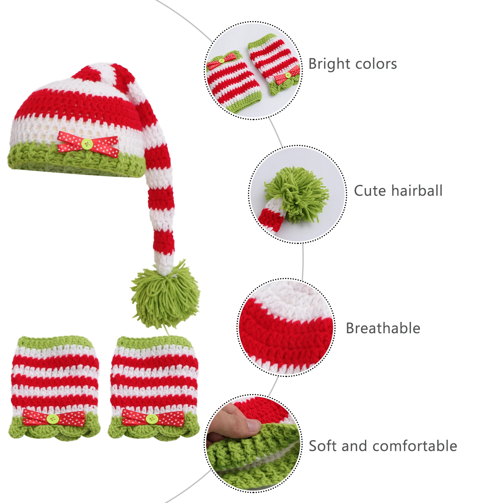 

Christmas Style Baby Hat for 0 3 Months Photo Props Infant H made Newborn Boy Girl Newborn Photography Prop Christmas Clothes