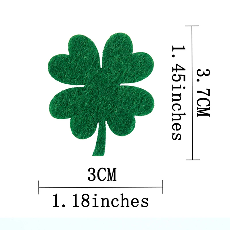 100 Stück 3*3,7CM St. Patrick's Day Filz Vierblättriges Kleeblatt Grünes Blatt DIY-Zubehör für Festliche Heim- & Partydekoration – Detail 1