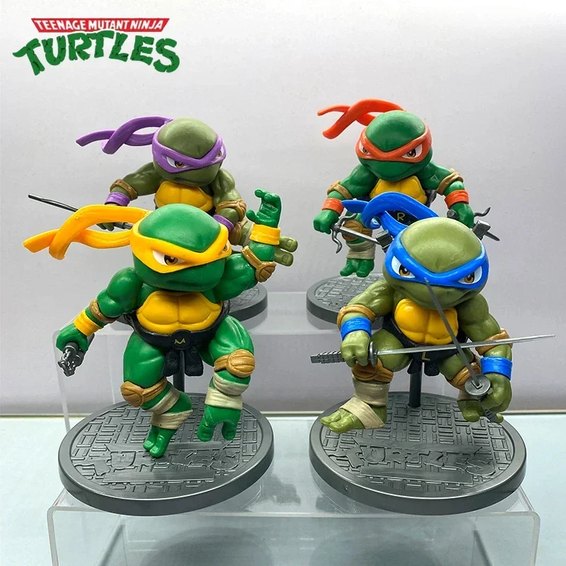 4pcs Teenage Mutant Anime Ninja Turtles Leo Raph Mikey Don Action Figures Anime Splinter Collection TMNT Movable Figures Toys