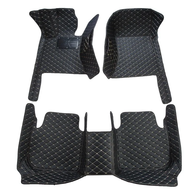 Linen Diamond Pattern Fully Surrounded Special Pedal Car Mats for Standard Fit General Purpose Non-Slip Easy-Clean Full Set