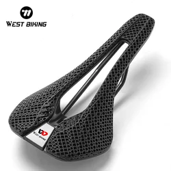 WEST BIKING 3D Printed Saddle Road Bike Variable Density Breathable Honeycomb Liquid Seat Resin Cushion Hollow Triathlon Saddle