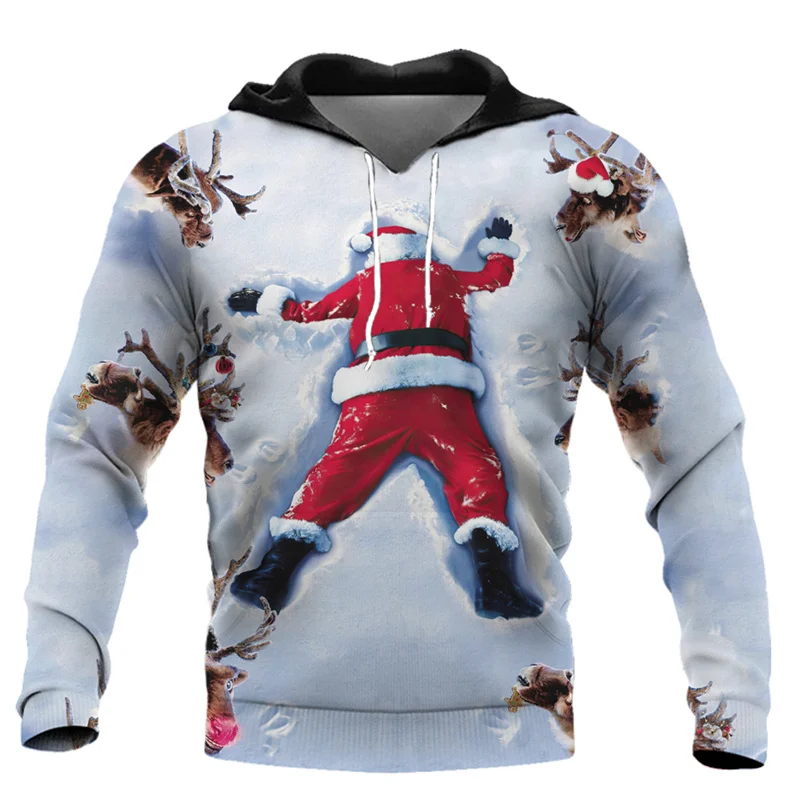 

Santa Claus Hoodie For Men Women Cats Snowman 3D Printed Sweatshirt Casual Kids Hoodies Tops Pullovers Oversized Long Sleeves