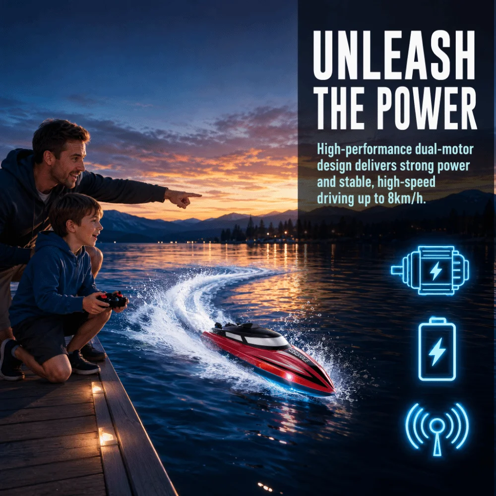 High Speed Remote Control Ship Toys Electric Watercraft Dual Motors RC Speedboat Children's Toys Model Toys Radio Remote