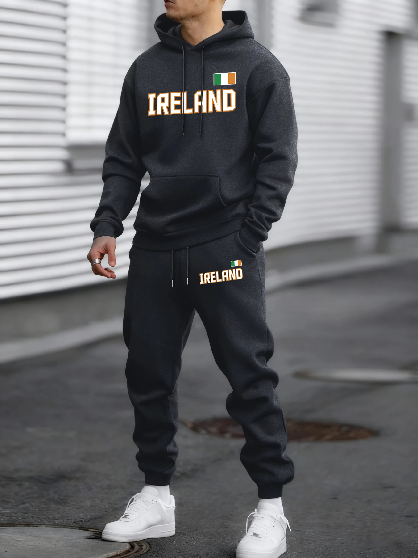 

Мужская базовая универсальная толстовка с принтом флага Ирландии, зимняя флисовая спортивная одежда, спортивные штаны, костюм, теплые удобные спортивные штаны, одежда для бега