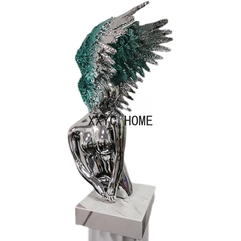 

Fiberglass Electroplating Ornaments Sculpture Wings Angel Girl Character Soft Decoration