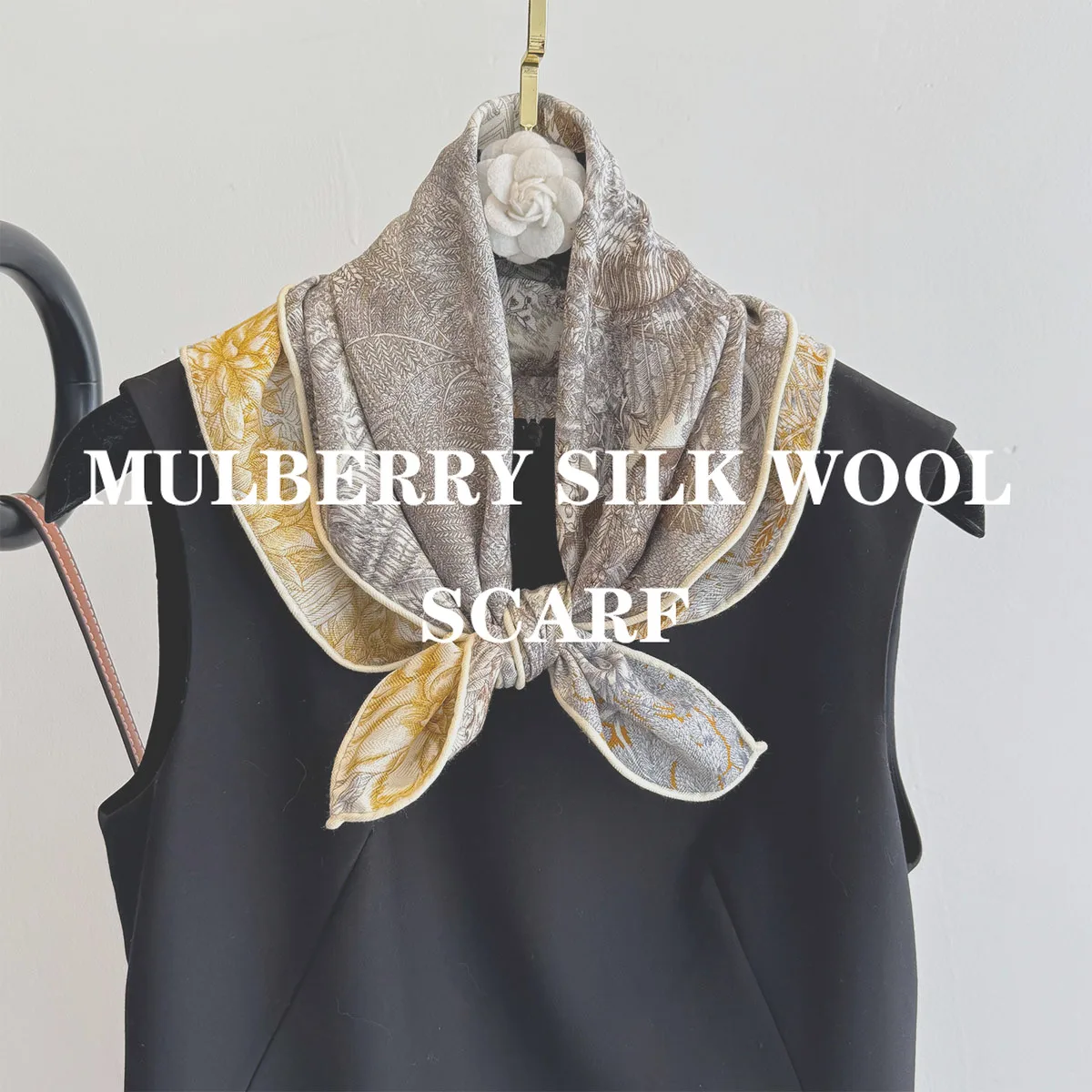 2026 100% الحرير الطبيعي وشاح من الصوف على الوجهين التفاف منديل الحجاب شال موضة 62 سنتيمتر أوشحة مربعة منديل الباشمينا المعطف #1