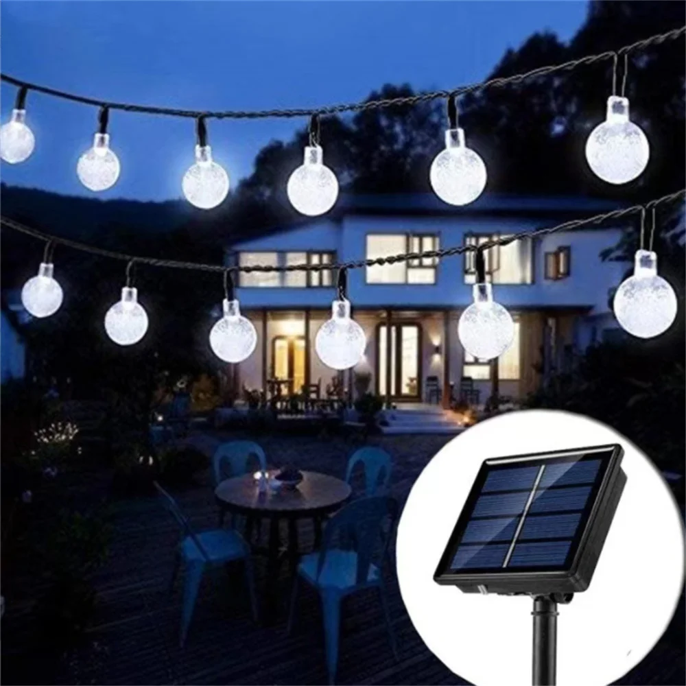 Waterproof arden Yard Porch Wedding Party Decorative Outdoor Christmas Crystal Lights 50 LED Solar Bubble Diwali String Lights