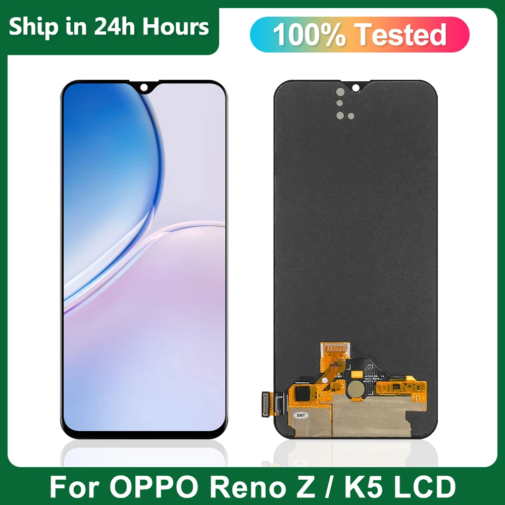 

AMOLED For Oppo Reno Z LCD Display, Touch Screen Digitizer Assembly Replacement for renoZ PCDM10, CPH1979, with Frame